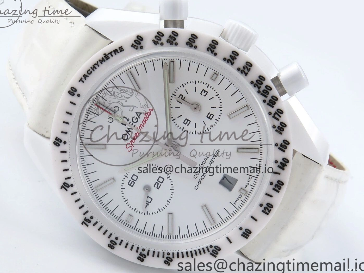 0522 Speedmaster White Side Of The Moon N1F 1:1 Best Edition White Dial White Ceramic on White Leather Strap A GoAnywhere 7694